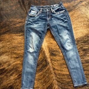 Miss Me Blue Skinny Jeans with Embellished Pockets